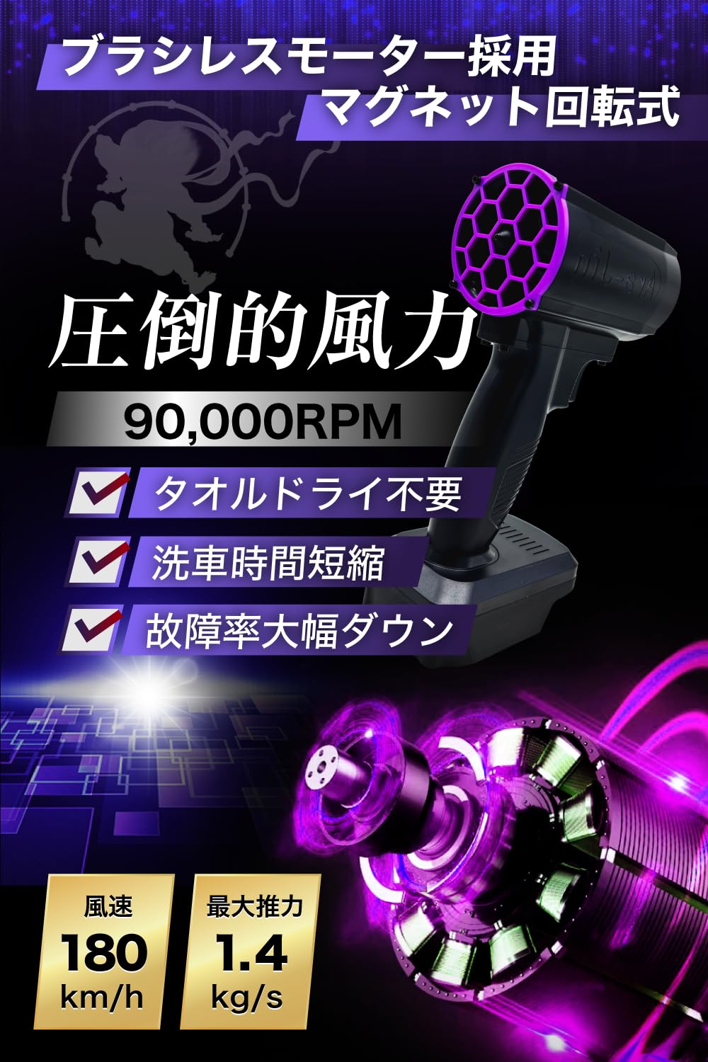 嵐神　ARAJIN最強ブロアー　洗車 嵐神 最強ブロワー 最新型 – 洗車ブロワー 嵐神-ARAJIN